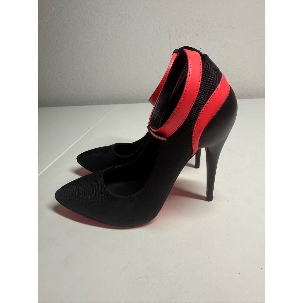 Aldo Stilettos Heels Shoes Black Orange Neon Size 7,5 - Picture 4 of 13